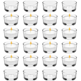 24er Kerzengläser, 4,5 cm Dm Teelichtgläser Set, Kerzenhalter Dekorationen, Klar Teelichthalter Glas, Mini Kerzenhalter Glas für Home Tischdeko, für Hochzeit, Dekorativ Kerzenglas