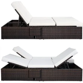 CASARIA Sonnenliege 196 x 116 x 38 cm Braun/Creme