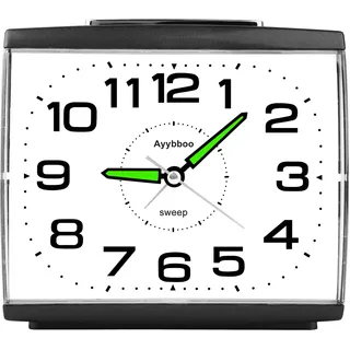 Ayybboo Wecker Analog Ohne Ticken,Seniorenwecker mit Schlummerfunktion,Nachtlicht,Lauter Alarm,Großes Zifferblatt Quarzwecker,Wecker Schlafzimmer