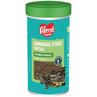 Aimé | Gammarus-Sticks | Futter für Wasserschildkröten | Alleinfuttermittel | auf Basis essentieller Nährstoffe | Weichtiere, Krebstiere, pflanzliche Nebenprodukte und Vitamine | 190 g | 500 ml