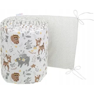 Bettumrandung für Babybett 30x180 cm Baumwolle weich gepolstert – Graue Tiere - Grau, Bronze
