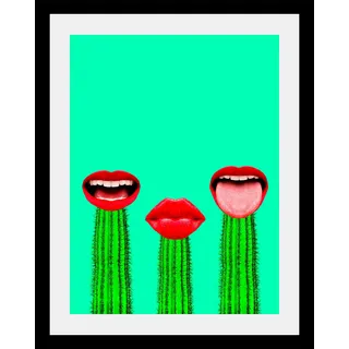 Bild QUEENCE "Mund", bunt (farbe rahmen: schwarz, farbe bild(er): bunt), B:50cm H:70cm T:3cm, Acrylglas, Holz, Papier, Bilder, Bild, HD Premium Poster-Druck inkl. Holzrahmen