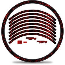 Finest Folia 16-teiliges Set Felgenrandaufkleber Sticker für Fahrrad Felgen im Racing Design Komplett Set für 27" 29" für Rennrad Mountainbike MTB Laufrad RX025 (Neon Rot, Matt)