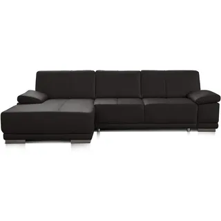 CAVADORE Bettsofa Corianne in Echtleder / Ecksofa inkl. Schlaffunktion und verstellbaren Armlehnen / 282 x 80 x 162 / Echtes Leder, braun