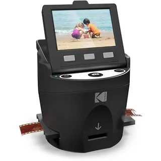 KODAK Digital Film Scanner, Konvertiert Negative und Filmdias 35mm, 126, 110, Super 8 und 8mm in JPEG inkl. großem neigbarem 3,5-Zoll-LC-Display und EasyLoad-Filme RODFS35 Schwarz