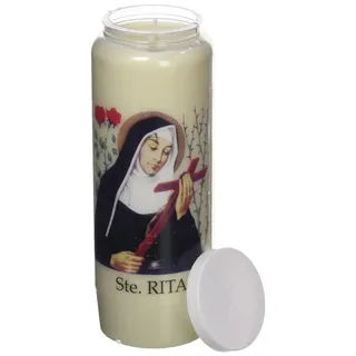 Hautekiet 8685934 Kerze mit dem Bildnis der Heiligen Rita, brennt 9 Tage, 6,8 x 20 cm, Weiß