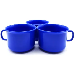 3 Stück Tasse 150 ml Kindertasse Kaffeetasse Picknickgeschirr, Mehrweg, aus Plastik Kunststoff, Farbe blau