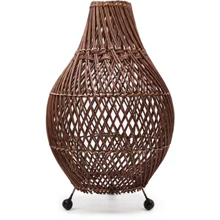 Rattan Tischlampe - Dunkel Brown - H: 39 CM, I : 24 CM - Brand Neu & Verpackt