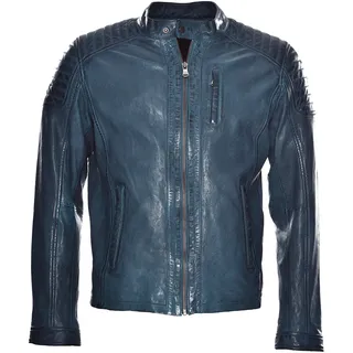 Bikerjacke JCC "Lederjacke 31020346", Herren, Gr. 50, blau (sea port), Obermaterial: 100% Lammnappaleder LANA. Futter: 100% Baumwolle CO., Jacken Bikerjacke