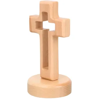Veemoon Stehendes Holzkreuz Ständer, 1 Set Holzkreuz mit Runden Basis Spirituelles Religiöses Kreuz Holz Stehend Plattenkreuz Zuhause Religiöses Kreuz Deko für Wohnung, Kirche & als Ostergeschenk
