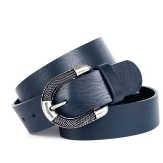 Anthoni Crown Damengürtel Leder blau 90 cm