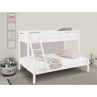 Kinderbett OTTO HOME "Alpi, Stockbett, Etagenbett, untere Liegefläche 140cm breit", weiß, B:151cm H:142cm L:208cm, Betten, Kinderbett, mit 2 Schlafgelegenheiten, inklusive Lattenrost und Leiter