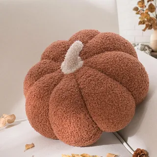 Yhoelata Halloween Kürbis Kissen, Kissen Kürbisform Braun Dekokissen, Pumpkin Pillows Herbst Zierkissen Aesthetic Sofakissen, Bett Deko Kissens Runden für Kind Schlafzimmer, Geschenk 20 cm