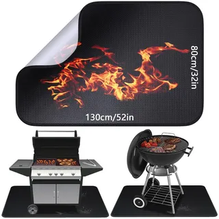 Alckijy Feuerfeste Unterlage | 80 * 130cm Faltbare Hitzeschutzmatte | Bodenschutzmatte | Grillmatten | Bodenmatte | Grillteppich | Funkenschutzplatte | für BBQ Grills Kaminöfen Boden Rasen usw