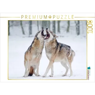 CALVENDO Puzzle Heulende Wölfe 1000 Teile Puzzle quer | Lege-Größe cm Foto-Puzzle für glückliche Stunden