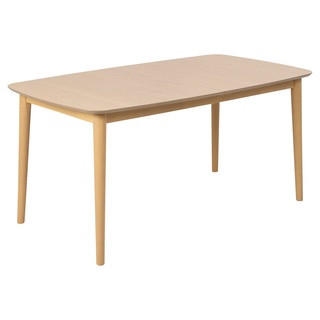 AC Design Furniture Monty Ausziehbarer Esstisch für 6 Personen, Rechteckige Tischplatte in Weiß Pigmentiertem Eichenfurnier mit Runden Beinen, Küchentisch mit Ausziehplatte, B: 160 x H: 75 x T: 90 cm