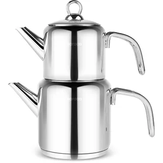 KARACA New Mani Edelstahl Türkische Teekanne Set 2 l