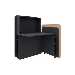 fm FLATup  Sekretär graphit/ sandfarben rechteckig, schwarz 107,0 x 41,5 - 91,0 cm