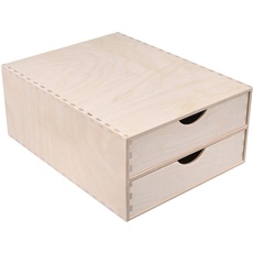 Creative Deco Schubladenbox Schubladenelement | 2 Schubladen | 33 x 25 x 13,5 cm (+/- 1 cm) | Mini-Kommode für Kleinigkeiten aus Birken-Sperrholz | Ordnungssystem für Lagerung, Decoupage & Dekoration