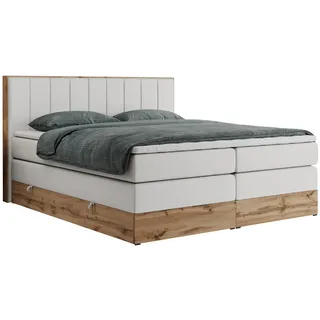 MKS Meble MKS Boxspringbett Bellissimo King 180/200 Weiß Kunstleder - Textil - H3 , Rechteckig , 180x200 cm , Schlafzimmer, Betten, Boxspringbetten