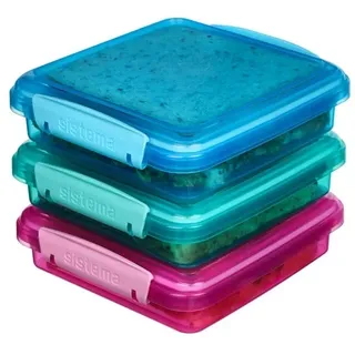Sistema Pack 450ml Sandwich Box3 Pack Lunch Coloured