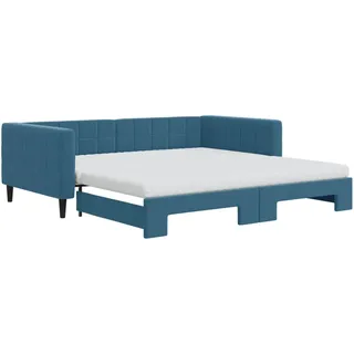 vidaXL Tagesbett Ausziehbar mit Matratzen Blau 100x200 cm Samt - Blau