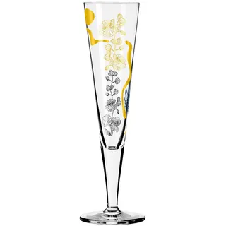 Ritzenhoff Champagnerglas , Schwarz, Goldfarben , Glas , 205 ml , 7.2x24.0x7.2 cm , Made in Germany , Gläser, Champagnergläser & Sektgläser