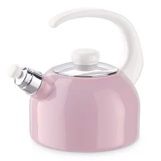 Riess, 0543-117, Flötenkessel Plus 2L, ROSA/BUNT PASTELL, Gewicht 1,21kg, dreifach emailliert, Wasserkessel mit Flötenpfeife, Induktion, Retro, hergestellt in Österreich, LBH 26,2x18,4x21,9cm