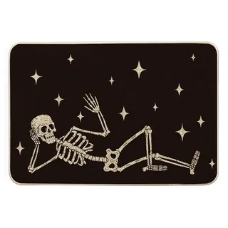 Artoid Mode Skelettierte Sterne Halloween Fußmatte, Saisonale Dekoration Küche Teppich Bodenmatte für Innen Außen Dekor 40x60 cm