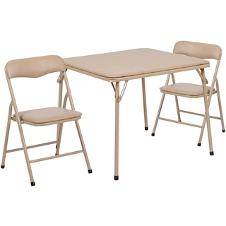 Flash Furniture Kindertisch mit 2 Stühlen – Praktisches Küchentisch-Set für Kleinkinder – Leicht zu reinigendes Kinder Tischset für Küchen-, Schlaf- und Kinderzimmer – Braun