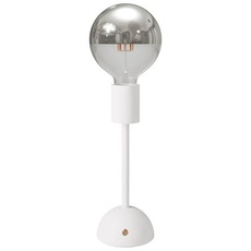 creative cables - Tragbare, wiederaufladbare Leuchte Cabless02 mit Globe Glühbirne mit silberfarbener Kopfspiegelung - Mit Glühbirne, Weiß