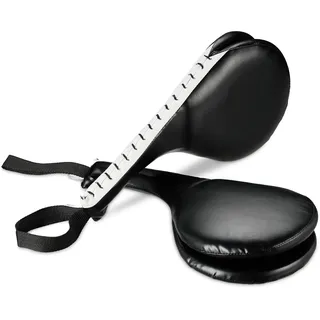 Relaxdays Taekwondo Handpratzen 2er Set, Doppelschlagpolster, Kick Pad, Kampfsport, H x B x T: 51 x 18,5 x 8 cm, schwarz