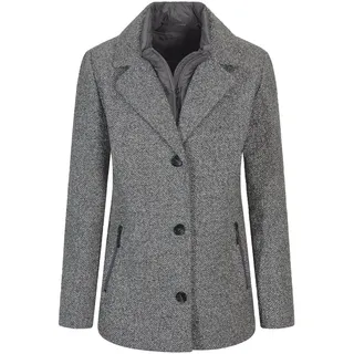 GOLDNER Kurzjacke "Kurzgröße Moderne Wolljacke mit Steppeinsatz" Mit Steppeinsatz, grau, weiß, gemustert