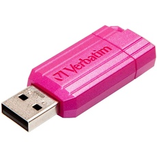 Verbatim PinStripe USB-Stick 64GB, USB 2.0, USB Speicherstick, für Laptop Notebook Ultrabook TV Autoradio, USB 2.0 Stick, Datenstick mit Schiebemechanismus, Hot Pink