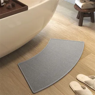 FCS Bathroom Gebogene Duschmatte Halbrund Badematte, wasserabsorbierend, rutschfeste Badteppich für Rundduschen(Size:40x75cm,Color:grau)