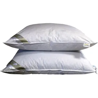 2 Stück Betten Hofmann Kopfkissen Federkissen 80x80 cm Kissen strapazierfähig - weiß - 80 cm x 80 cm