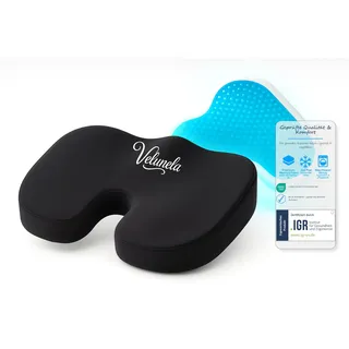 Velunela Ergonomisches Sitzkissen IGR-zertifiziertes Gel-Memory-Foam Kissen – bequem, druckentlastend, verspannungslindernd & rückenschonend – ideal für Büro, Auto & Zuhause