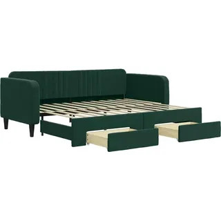 vidaXL Tagesbett Ausziehbar mit Schubladen Dunkelgrün 90x200 cm Samt - Grün