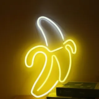 Rosikey LED Neonlicht Schild Banana - 47x30cm Banane Wanddeko - USB Frucht Neon Art Küche Wohnzimmer
