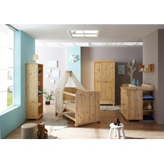 Ticaa Babyzimmer-Komplettset »Adam«, (Set, 5 St., Bett + Wickelkommode + Schrank + Unterstellregal + Standregal), beige