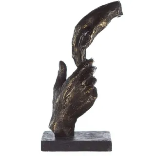 Casablanca by Gilde Skulptur Two Hands, Poly bronzefarbene Hände graue Basis mit Spruchanhänger,