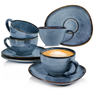 Sänger Kaffeetassen SET Darwin - für 4 Personen aus Steingut , Keramik , 4-teilig , 27x39x20 cm , kratzfest , Geschirr, Tassen, Tassen Sets