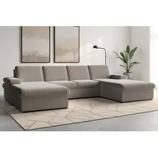 Wohnlandschaft SIT & MORE "Moreno U-Form, B: 309 cm", grau (taupe), B:309cm H:82cm T:171cm, 100% Polyester, Sofas, Wohnlandschaft, mit Armteilverstellung, optional Bettfunktion