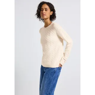 STREET ONE Damen 3015494 Kuscheliger Strukturpullover, Soft beige, 40