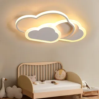 YUEEU Kinderzimmer Lampe Decke 42CM 3000K LED Deckenleuchte Wolkelampe | Deckenlampe für Kinder Schlafzimmer Kinderlampe Wolke Mädchen Kinderzimmelampe Babyzimmer 32W mit Nachtlicht Warmes weißes