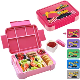 Waziwe Brotdose Für Kinder - Jungen Schule, Kindergarten, Mit Fächern, Bento Box, Lässig, Auslaufsicher, Butterbrotdose