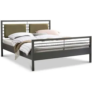 Metallbett Manhatten - Polsterkopfteil – 140x200 cm / schwarz / Pura 9908 - Schwarz