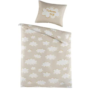 Baby Bettwäsche WÖLKCHEN - Renforcé-Qualität aus 100 % Baumwolle, 100x135 cm