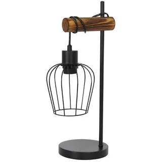 ZMH Tischlampe Isolde 20/15/46 cm , Braun , Metall, Holz , Vintage , E27 , 15x46x20 cm , Lampen & Leuchten, Innenbeleuchtung, Tischlampen