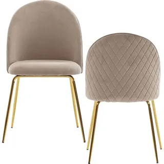Wohnling Esszimmerstuhl 2er Set Samt Beige